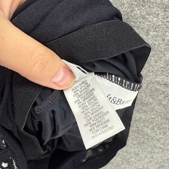 Croft & Barrow Tankini Top Women 8 Black Striped Sleeveless Wide Strap Push Up - Picture 6 of 7